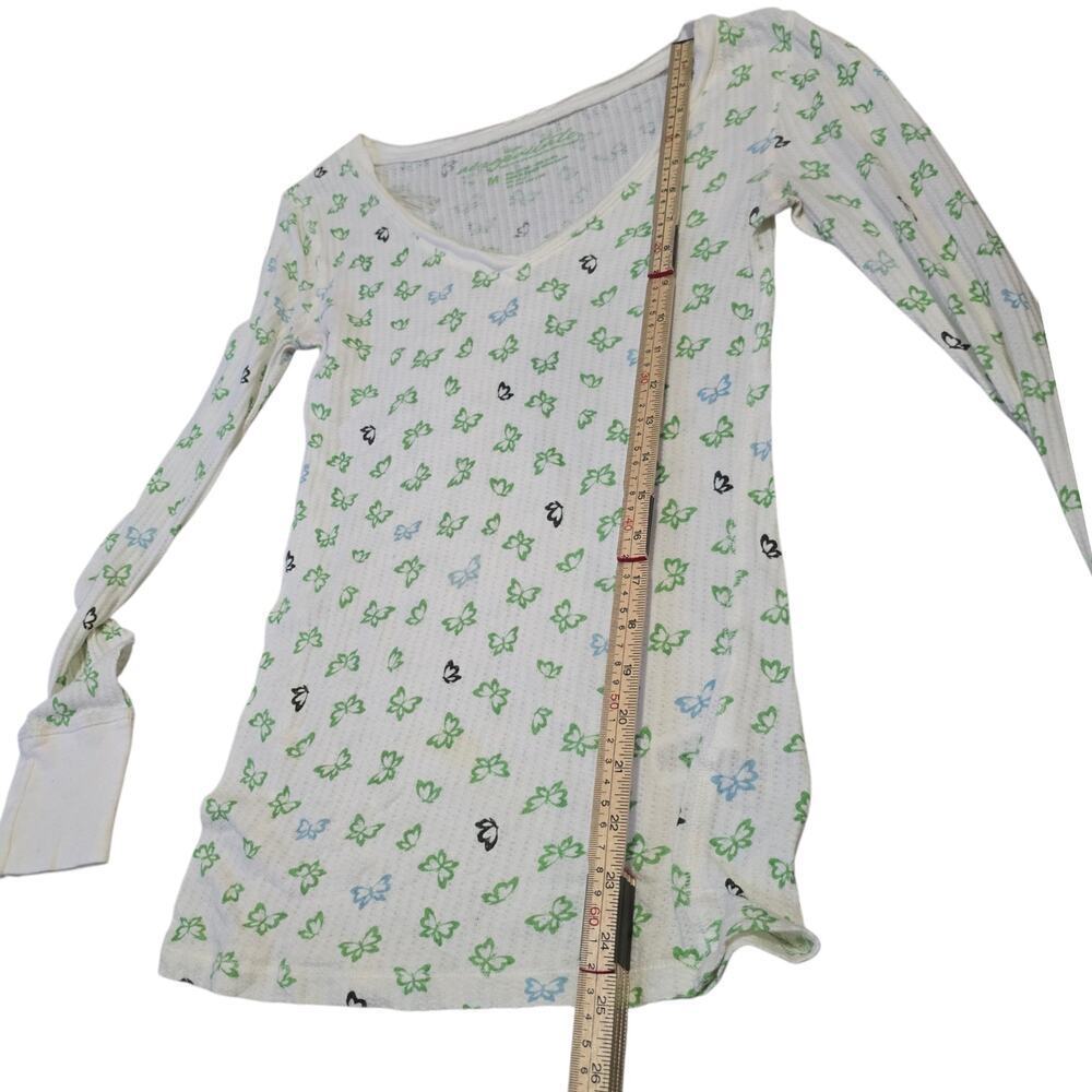 Y2K Aeropostale Butterfly Thermal Top Long Sleeve Waffle Henley White M - Picture 5 of 7